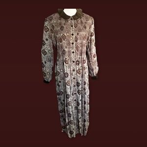 Vintage Cottagecore Prairie Floral Button Up front Maix Dress